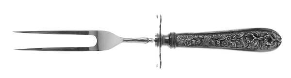 Corsage (Sterling, 1935, No Monogram) Small Steak Carving Fork with Stainless Prongs