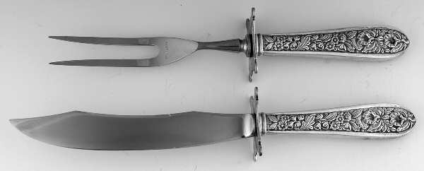 Corsage (Sterling, 1935, No Monogram) 2 Pc Individual Bird Carving Set w/Stainless Blade