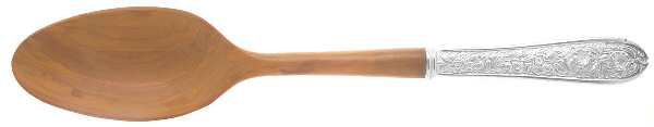 Corsage (Sterling, 1935, No Monogram) Salad Serving Spoon with Wooden Bowl