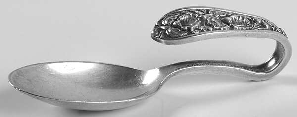 Corsage (Sterling, 1935, No Monogram) Curved Handle Baby Spoon