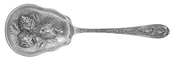 Corsage (Sterling, 1935, No Monogram) Small Chased Berry Spoon-3 Berries