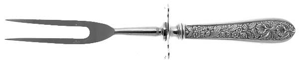 Corsage (Sterling, 1935, No Monogram) Small Steak Carving Fork with Stainless Prongs