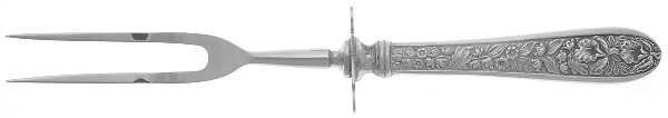 Corsage (Sterling, 1935, No Monogram) Large Stainless-Prong Roast Carving Fork