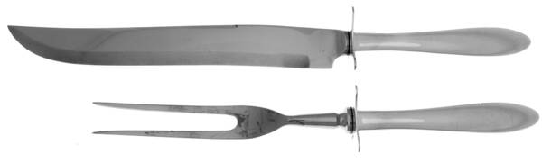 Cynthia-Plain (Sterling, 1957) (2 Pc)Carving Set-Lg Stnbl/Roast w/Sterling Guard