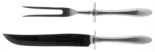 Cynthia-Plain (Sterling, 1957) 2 Piece Small Carving Set W/ Sterling Guard