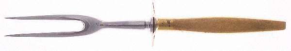 Florentine Golden (Sterling, 1962) Lg Carving/Roast Fork-Stn Prong w/Sterling Guard