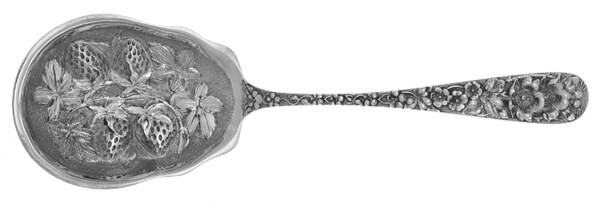 Forget-Me-Not (Sterling, 1910) Chased Fruit Serving Spoon-4 Berries