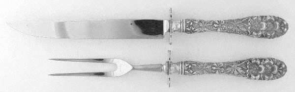 Forget-Me-Not (Sterling, 1910) Large 2-Piece Roast Carving Set w/ Stainless Blade