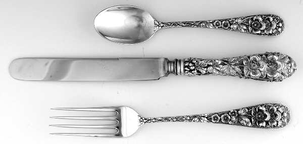 Forget-Me-Not (Sterling, 1910) 3 Piece Youth Set (Knife, Fork & Spoon)