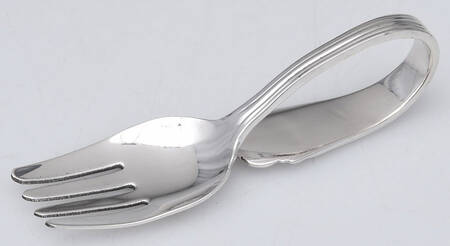 Homewood (Sterling, 1938, No Monograms) Baby Fork with Curved Handle HC