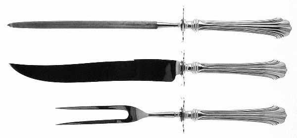 Homewood (Sterling, 1938, No Monograms) Large 3-Piece Roast Carving Set w/ Stainless Blade