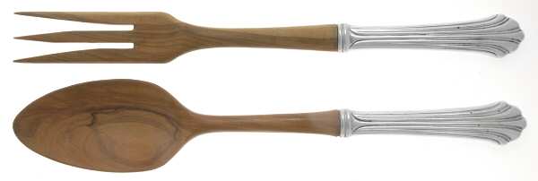 Homewood (Sterling, 1938, No Monograms) Wooden Bowl 2-Piece Salad Set