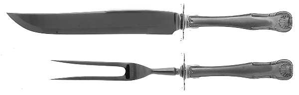 King (Sterling, 1825) 2 Piece Small Carving Set W/ Sterling Guard