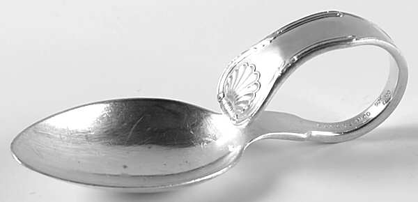 King (Sterling, 1825) Curved Handle Baby Spoon