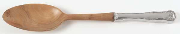 King (Sterling, 1825) Salad Serving Spoon with Wooden Bowl