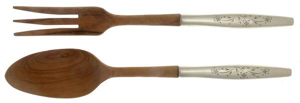 Kingsley (Sterling, 1959) Wooden Bowl 2-Piece Salad Set by Kirk Stieff