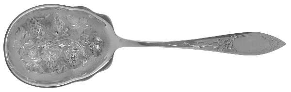 Lady Claire-Hand Engraved (Sterling, 1925) Chased Fruit Serving Spoon-4 Berries