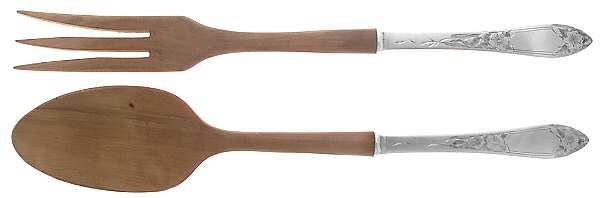 Lady Claire-Hand Engraved (Sterling, 1925) Wooden Bowl 2-Piece Salad Set