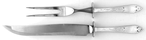 Lady Claire-Hand Engraved (Sterling, 1925) Carving Set-2pc/Lg-Stnbl/Roast W/Sterling Guard