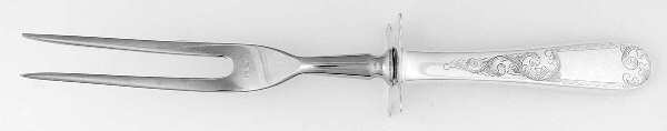 Mayflower (Sterling, 1846) Lg Carving/Roast Fork-Stn Prong w/Sterling Guard
