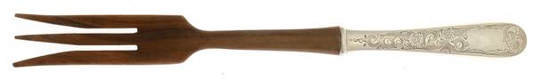 Old Maryland-Engv (Sterling, 1936, No Monos) Salad Serving Fork Wooden Prongs
