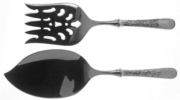 Old Maryland-Engv (Sterling, 1936, No Monos) Fish Serving Set Hollow Handle Large 2 Piece