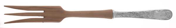 Old Maryland-Engv (Sterling, 1936, No Monos) Salad Serving Fork with Wooden Prongs