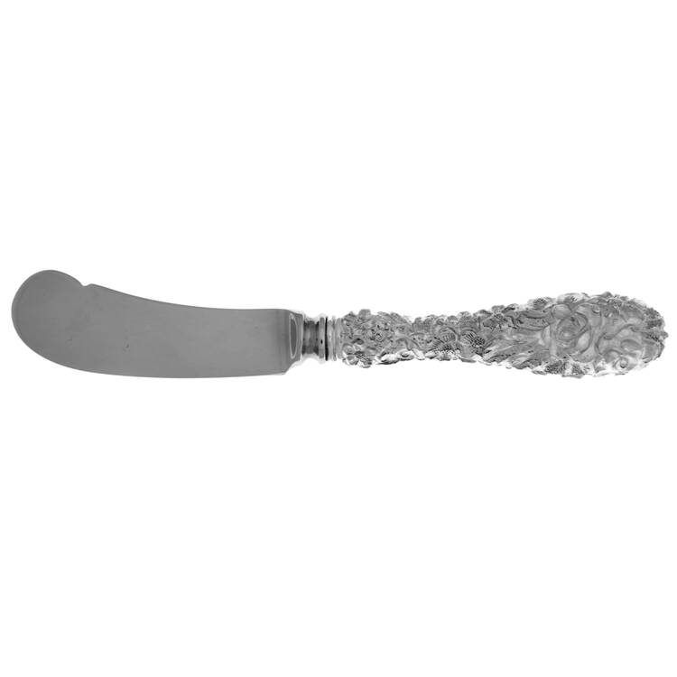 Princess-Hand Chased (Sterling, 1915) Butter Spreader Hollow Hdl-Paddle/Stainless Blade
