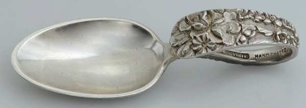 Princess-Hand Chased (Sterling, 1915) Curved Handle Baby Spoon