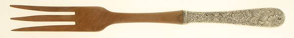 Repousse (Sterling, 1828) Salad Serving Fork with Wooden Prongs