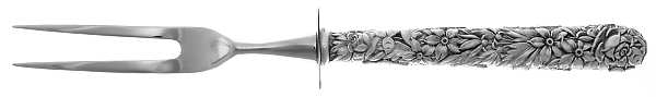 Repousse (Sterling, 1828) Large Full Repousse Steak Carving Fork,Stnls Blade