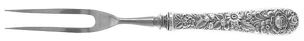Repousse (Sterling, 1828) Small Steak Carving Fork with Stainless Prongs