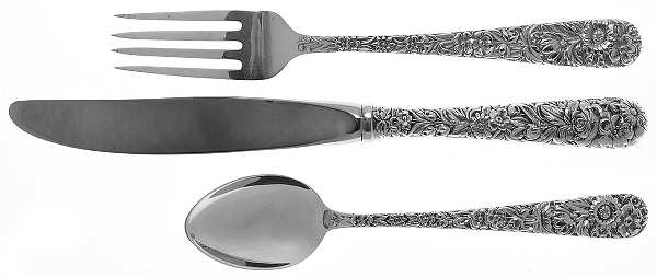 Repousse (Sterling, 1828) 3 Piece Youth Set (Knife, Fork & Spoon)