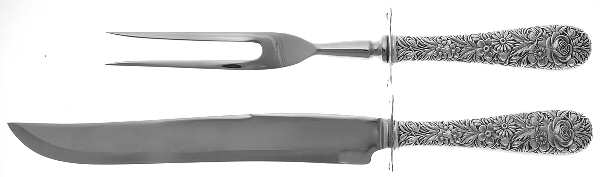 Repousse (Sterling, 1828) Large 2-Piece Roast Carving Set w/ Stainless Blade