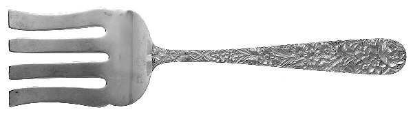 Repousse (Sterling, 1828) Large Solid Asparagus Serving Fork