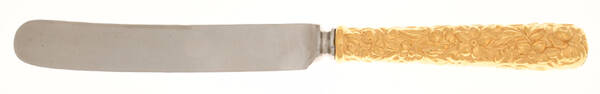 Repousse-Gold Vermeil (Sterling) Old French Hollow Knife, Full Repousse