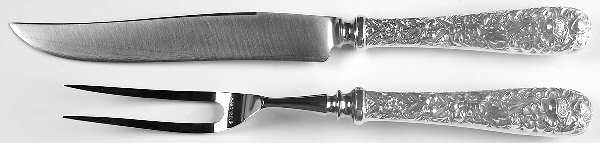 Repousse-Gold Vermeil (Sterling) 2 Pc Small Full Repousse Steak Carving Set,StnlBld