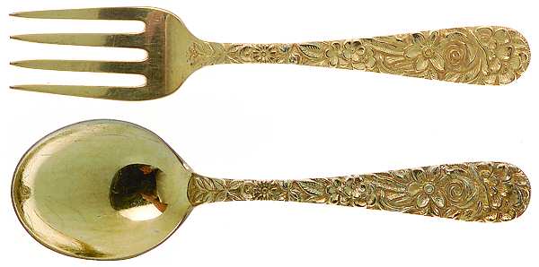 Repousse-Gold Vermeil (Sterling) 2 Pc Baby Set (BF, BS)