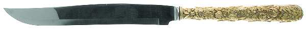Repousse-Gold Vermeil (Sterling) Large Full Repousse Steak Carving Knife,StnlsBlade