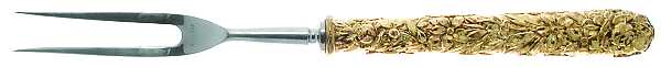 Repousse-Gold Vermeil (Sterling) Large Full Repousse Steak Carving Fork,Stnls Blade