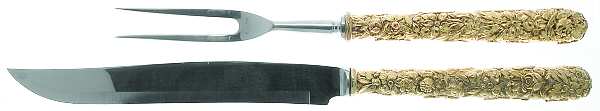 Repousse-Gold Vermeil (Sterling) 2 Pc Large Full Repousse Steak Carving Set,StnlBld