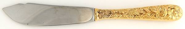 Repousse-Gold Vermeil (Sterling) Hollow Handle Master Butter Knife