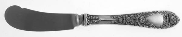 Rose (Sterling, 1937, No Monograms) Butter Spreader Hollow Hdl-Paddle/Stainless Blade