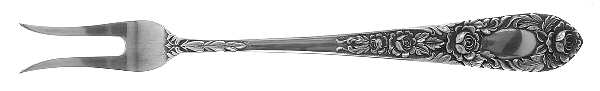 Rose (Sterling, 1937, No Monograms) Large 2 Tine Lemon Fork