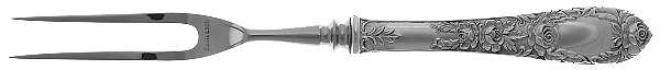 Rose (Sterling, 1937, No Monograms) Small Steak Carving Fork with Stainless Prongs