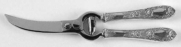 Rose (Sterling, 1937, No Monograms) Poultry Shears with Stainless Blades