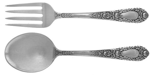 Rose (Sterling, 1937, No Monograms) 2 Pc Baby Set (BF, BS)