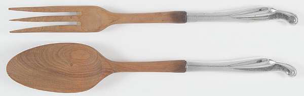 Silver Surf (Sterling, 1956) Wooden Bowl 2-Piece Salad Set