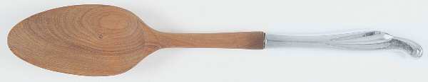 Silver Surf (Sterling, 1956) Salad Serving Spoon with Wooden Bowl