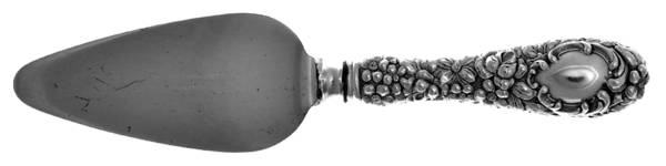 Stieff Rose (Sterling, 1892, No Monograms) Full Repousse' Cheese Server with Stainless Blade